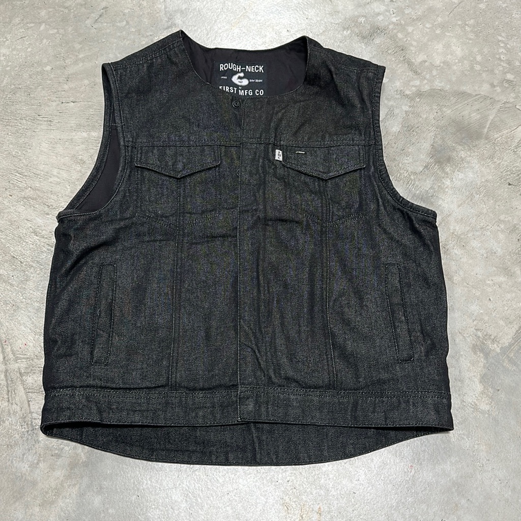 Rough Neck Brand Black Jean Vest  Size Xl  Y56